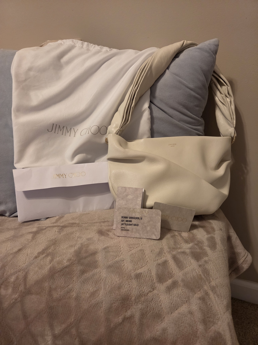 Jimmy Choo Latte/Cream Leather Shoulder Bag
